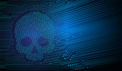 skull cyber circuit future technology concept background