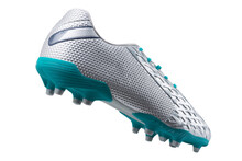 Silver Soccer Shoes With Spikes, Levitates Like Flying, White Background, Reverse Side