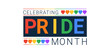 Celebrating pride month with a heart. Rainbow bright banner for billboards and T-shirts, can be used as a seal for caps and masks. Isolated on a white background