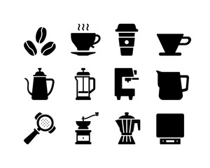 coffee icon set vector . cafe, coffee shop symbol vector illustration.