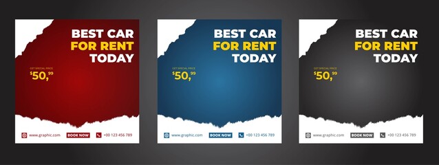 Car rental promotion social media post banner template