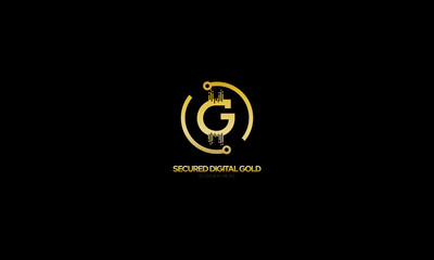 Wall Mural - Letter G Gold logo. Connect technology and digital, gold currency data concept for your corporate identity