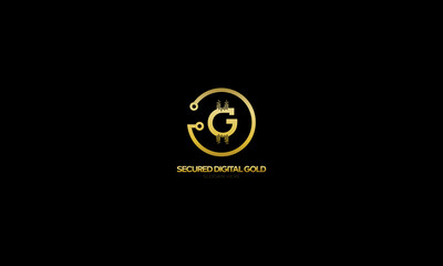 Wall Mural - Letter G Gold logo. Connect technology and digital, gold currency data concept for your corporate identity