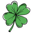Clover sketch illustration. Hand drawn four leaf clover. Vector illustration, isolated on white background.