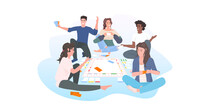 People Playing Monopoly Board Game At Home Mix Race Friends Having Fun Leisure Activity Concept
