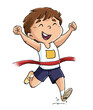 Illustration of kid runner reaching the finish line
