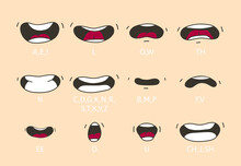 Cartoon Talking Mouth And Lips Expressions. Talking Mouths Lips For Cartoon Character Animation.