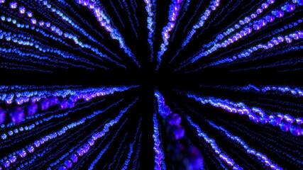 Poster - abstract background 3d animation shiny converging rods and running flashing lights linear objects st