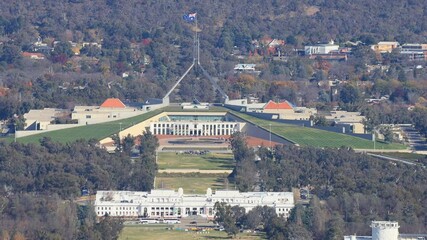 Wall Mural - Canberra city lookout to capitol hill and Parliament houses as 4k.
