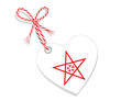 Fahne als Herz  „I Love “ mit Kordel-Schleife,
Vektor Illustration isoliert auf weißem Hintergrund

