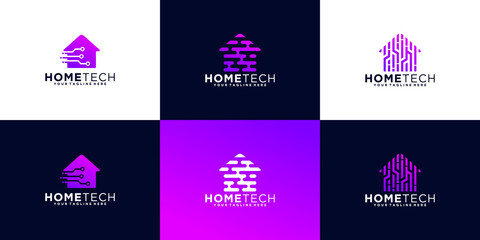 collection of smart home logo design templates