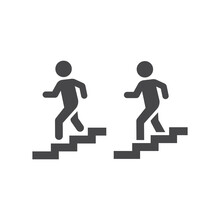 Man Going Down Stairs Vector Icon. Staircase Simple Symbol.