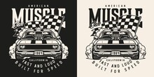 Custom Muscle Car Vintage Monochrome Label