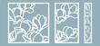© zhanstudio - Magnolias flowers pattern. Set, panel for registration of the decorative surfaces. Vector illustration of a laser cutting. Plotter cutting and screen printing