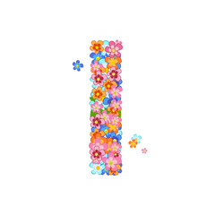 Wall Mural - floral alphabet with colorful tiny flowers. joyful capital lette