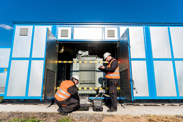Wall Mural - execution of electrical measuring works on the power transformer