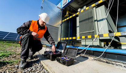 Wall Mural - execution of electrical measuring works on the power transformer