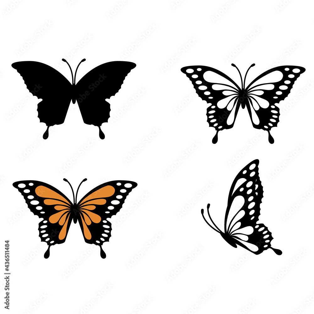 butterfly icon. set of butterfly. butterflies sign. Stock Vector ...