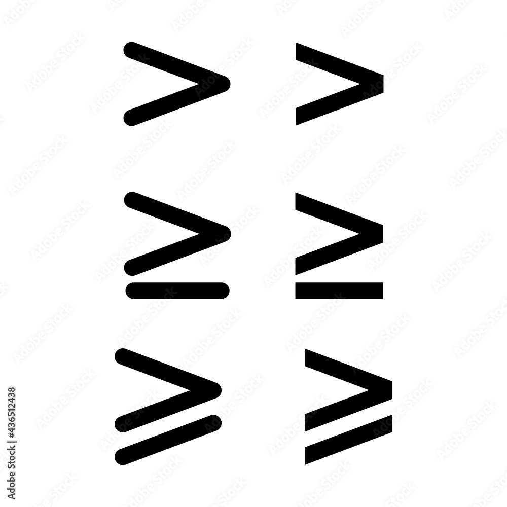 Exceeds Sign Math Set of greater than mathematics symbol, education maths icon, web ...