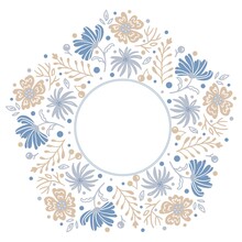 Delicate Blue Beige Pentagonal Frame With Floral Ornament