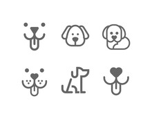 Dog, Puppy Vector Line Icon Set