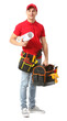 © Pixel-Shot - Young electrician with tools on white background