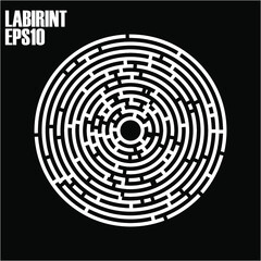 Wall Mural - Round labyrinth on a black background