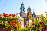 Fototapeta Góry - Beautiful view of Wawel Royal Castle complex in Krakow city, Poland. The most historically and culturally important site in Poland. Bright summer day
