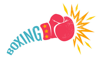 Wall Mural - Vector vintage logo for a boxing with glove.