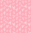 Vector seamless pattern of Gender symbols and Sexual orientation isolated on pink background. Male, female, transgender, gay, lesbian, bisexual, bigender, travesti, genderqueer, asexual lgbt