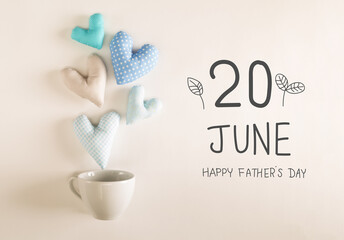 Wall Mural - Father's Day message with blue heart cushions