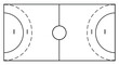 Diagram of handball court vector illustration isolated on white background. Handball field scheme symbol. Sport terrain draft.
