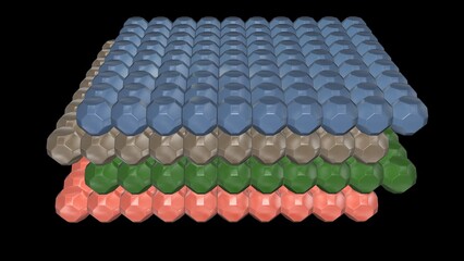 Nanosheets , molecular layers . Layers of molecules , nanomaterials , nanoparticles . 3d illustration rendering	