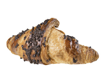 Wall Mural - Tasty croissant with chocolate sprinkles. Castko with chocolate filling.