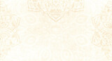 Fototapeta Przestrzenne - Elegant light cream sandstone background with mandala decorations - copyspace, frame, wedding