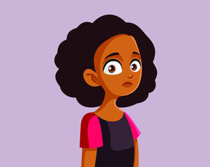 Wall Mural - Sad African Teenage Girl Vector Illustration