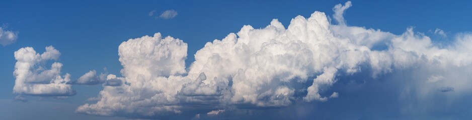 Wall Mural - Panoramic view of cumulus clouds, summer