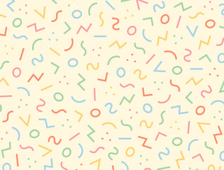 Wall Mural - patterns on a yellow background with jumbled circles and zigzag lines.