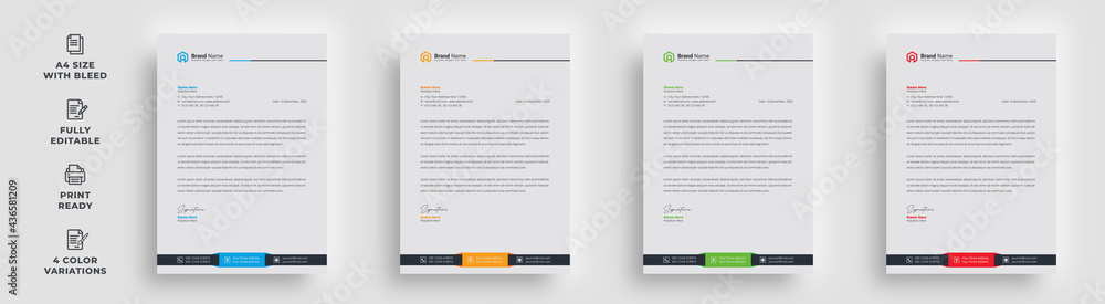 letterhead flyer business corporate official professional trendy newest minimal single page newsletter magazine poster template design with logo - obrazy, fototapety, plakaty 