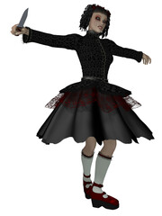 Poster - 3d illustration of an woman with a gothic outfit