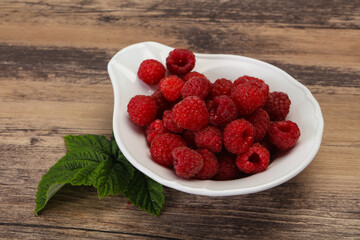 Red bright ripe sweet raspberry