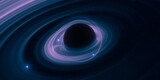 Fototapeta Do przedpokoju - Black hole. Dark night sky. Dark interstellar space. 2d illustration. Cosmos. Powerful stars in a deep space. Blue cold nebula. Galactic center. Matter collapse.