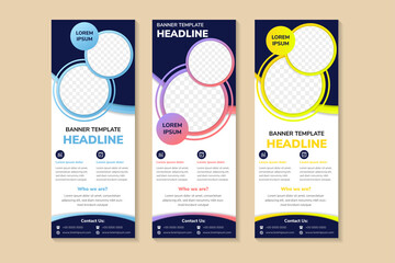 Wall Mural - colorful circle business roll up banner design template. abstract geometric vertical banners. vector