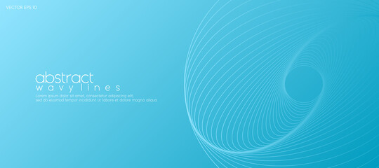 Wall Mural - Abstract soft blue background with wavy lines for banner design template. Vector