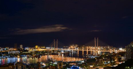 Fototapete - Vladivostok cityscape at night view.