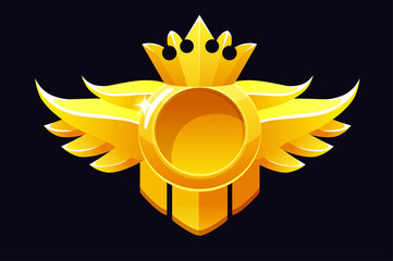 Wall Mural - Gold round award, crown frame template for ui games.