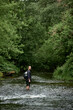 © MestoSveta - Back view of a hiker in a plaid shirt and green shorts