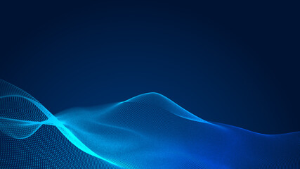 Wall Mural - dot blue wave light screen gradient texture background. abstract technology big data digital backgro