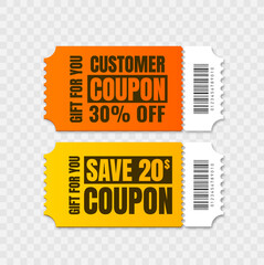 Wall Mural - vector coupon discount isolated. gift voucher for business. set of promo coupons.