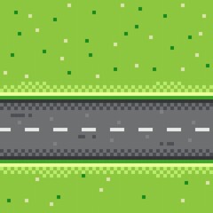 Road pixel art. Road texture. Vector picture.